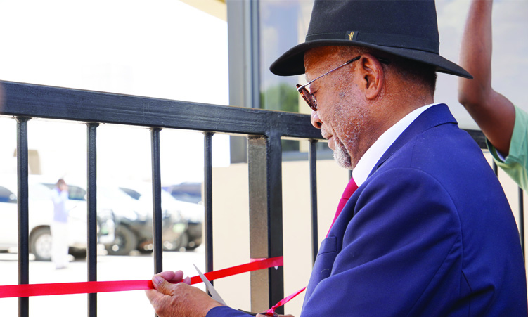 HERITAGE … President Nangolo Mbumba cuts the ceremonial ribbon to officially open the Hosea Kutako Memorial Museum and Homestead Shrine, now recognised as a national heritage site.