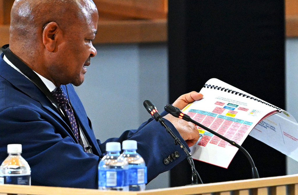 Sidelined police minister Senzo Mchunu at the Madlanga Commission in Pretoria on 4 December 2025. (Photo: Gallo Images / Frennie Shivambu)