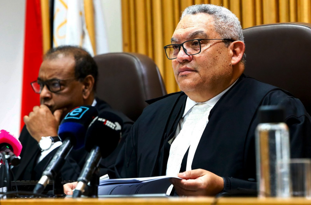 Judges Matthew Francis and Andre le Grange at the urgent interdict hearing on 15 July. (Photo: ER Lombard / Gallo Images)