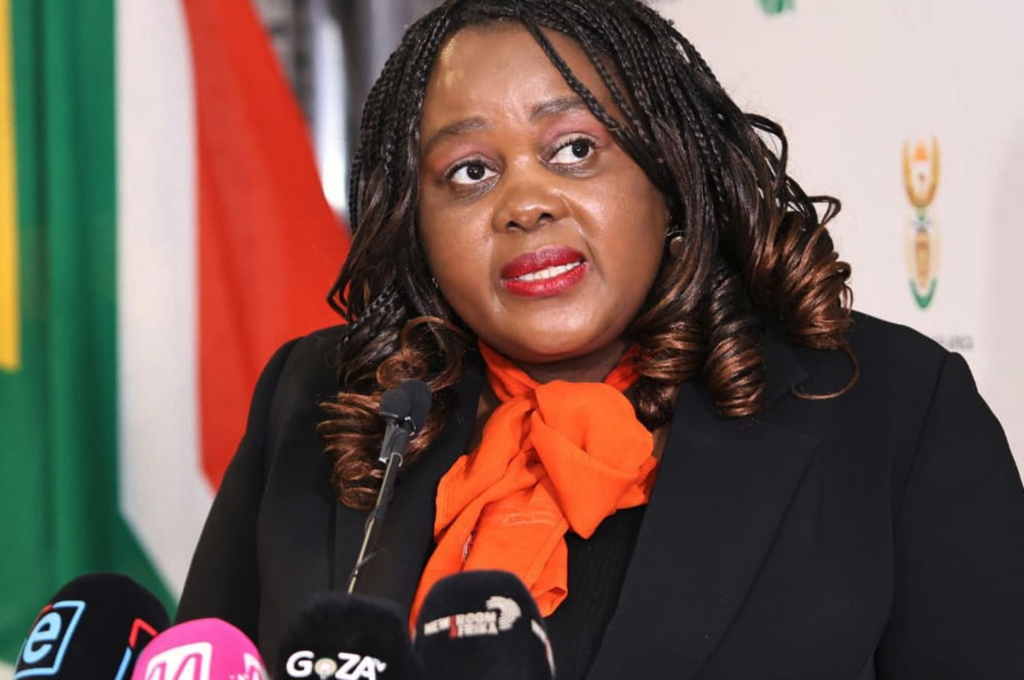 Justice and Constitutional Development Minister Mmamoloko Kubayi briefs the media on Idac developments on 30 July. (Photo: Lwandile Ngaxa / DOJ&CD)