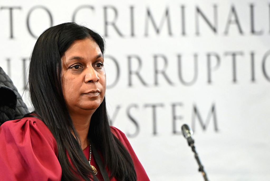 Former Idac head advocate Andrea Johnson testifies at the Madlanga Commission of Inquiry on 28 July. (Photo: Frennie Shivambu / Gallo Images)